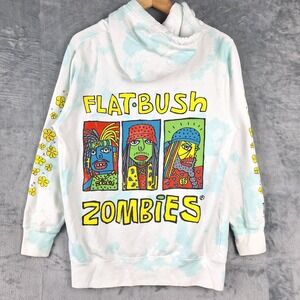 Flatbush Zombies Hoodie Mens Medium White Tie Dye Peecaso Pullover Glorious Dead